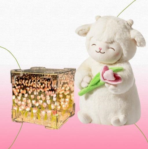 PELUCHE CORDEITO TULIPAN + TULIPAN INFINITO CAJA DE REGALO